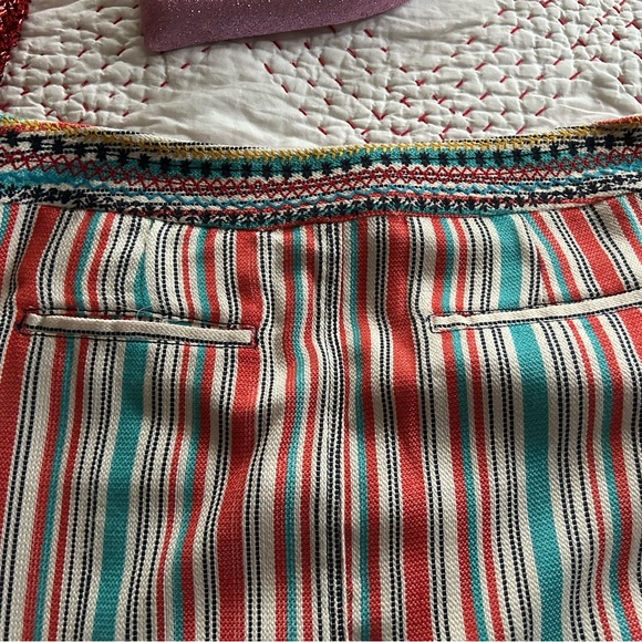 Anthropologie Maeve Sophy Embroidered-Waist Striped A-Line Skirt Size 16 - Picture 8 of 11